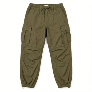 Pantalones Cargo de Paracaídas para Hombre, Ligeros, de Nailon, Rectos, Arrugados, de Corte Holgado, Estilo Urbano, Cintura Elástica, Multibolsillos, Utilitarios - Product Image 1