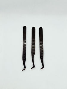 Pinzas de pestañas de acero inoxidable negro de alto rendimiento Etiqueta privada personalizada 45 75 90 grados Nano Grip Flag Print Pinzas de pestañas - Product Image 5