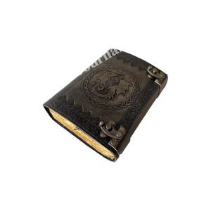 Dragon Embossed Genuine Leather Journal Handmade Spell Book Of Shadows A5 Notebook Hardcover Diary With Two Antique Brass C-Lock - Product Image 5
