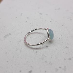 Anillo de banda bohemia de Plata de Ley 925, Diamante de piedras preciosas de Calcedonia Natural artesanal con bisel fino para bodas y fiestas - Product Image 3