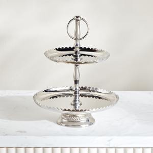 แท่นวางเค้กสำเร็จรูปขอบสีเงินสำหรับเสิร์ฟเค้กของหวานผลไม้และของตกแต่งโต๊ะหรูหราสำหรับงานปาร์ตี้ในบ้าน - Product Image 5