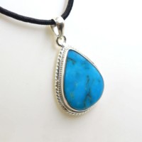 Pendentif en argent sterling avec cabochon lisse et turquoise de l'Arizona 26x20mm