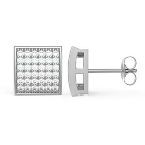Round Cut Moissanite Square Stud <b>Earrings</b> For Unisex - Product Image 1