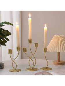 Bougeoir en métal doré long pour décoration de luxe, occasions, ambiance de salle à manger, éclairage de fête de mariage et décoration de cadeau de pendaison de crémaillère - Product Image 6