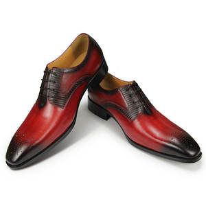 Zapatos de vestir de cuero rojo para hombre, clásicos, de alta calidad y lujosos - Product Image 1