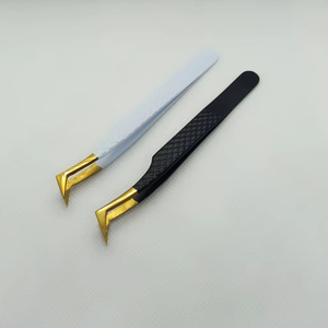 ชุดแหนบต่อขนตาสแตนเลสแบบมืออาชีพ2ชิ้นหัวเล็กพิเศษกันลื่น - Product Image 3