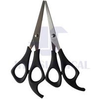 Ciseaux de salon de beauté, manche en plastique noir, lames en acier inoxydable, pointe arrondie, ciseaux de barbier 5,5