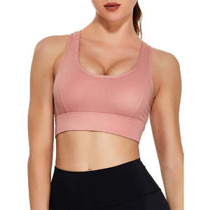 Soutien-gorge de sport pour femme, maintien moyen, sans couture, antibactérien, décolleté en V profond à l'avant, rembourré, haut de sport, yoga, entraînement, vêtements de sport - Product Image 4