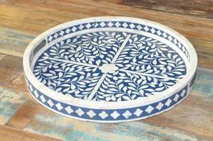 Bandeja de servicio con incrustaciones de hueso y resina artesanal de la mejor calidad para hoteles y restaurantes - Product Image 2