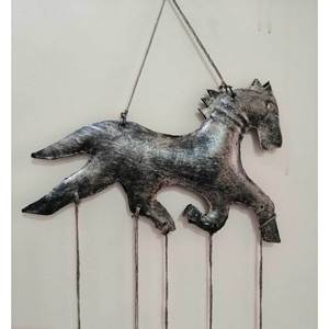 Recycled Iron Horse Wind <b>Chime</b> <b>Bells</b> Antique Bronze Indoor Patio Wall Hanging Decor Rustic Design Style - Product Image 3