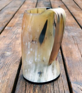 Taza de cerámica de cuerno vikingo artesanal Jarra pulida Taza de cerámica Premium - Product Image 5