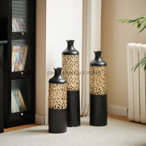 Ensemble de vases en métal de haute qualité de couleur bleu vif avec une forme de seau élégante et une finition lisse pour une décoration de maison élégante - Product Image 2