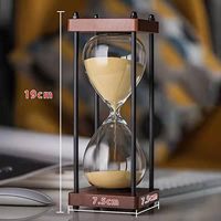 Handgefertigter Sandtimer aus Holz, Messing und Glas im nautischen Art-Deco-Design, 20 cm, Gelb, Jubiläumsgeschenk, Heim- und Küchendekoration