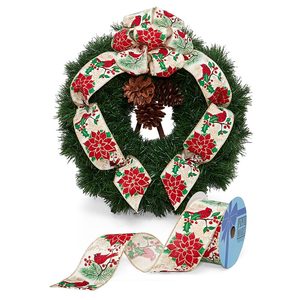 Christmas Natural <b>Wired</b> <b>Ribbon</b> for Animals & Birds for Festive Decorations - Product Image 1