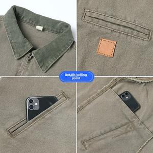 Veste en jean unisexe Detroit pour hommes, poids lourd, délavé, 100% coton vieilli, fermeture éclair, coupe ample, automne Haus Industries - Product Image 5