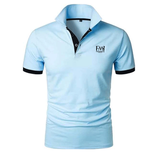 Personalizable 100% algodón para camisetas de polo para hombres cuello abotonado y manga corta patrón sólido tela de lona - Product Image 1