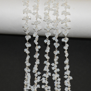 Chaîne de chapelet de grappe de perles de verre plaqué argent arc-en-ciel blanc, chaîne de fabrication de collier de bracelet, chaîne de chapelet de perles à facettes de 3mm - Product Image 5