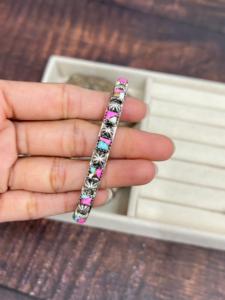 Brazalete fino hecho a mano, brazalete fino, pulsera de plata de ley 925 con algodón de azúcar rojo Dahilia, diseño único y elegante para la madre - Product Image 5