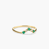 Anillo de Esmeralda y Diamante con Diseño de Hueso de Pescado, Chapado en Rodio, Joyería Fina con Gema de Corte Ovalado con Claridad SI, Engastada en Oro Amarillo - Product Image 1