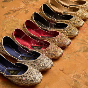 In Stock Low MOQ Women Khussa Durable Genuine Leather & Raw Silk Upper Velvet Lining Anti-Slippery Fashion Trend Premium Quality - Product Image 5