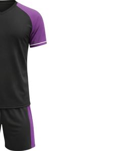 Ensemble de maillot et short de sport personnalisé noir et violet en polyester respirant imprimé par sublimation, uniforme d'équipe pour l'entraînement - Product Image 3