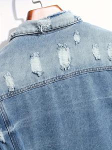 Elegante chaqueta de mezclilla desgastada Casual solapa de un solo pecho manga larga mezcla de algodón prendas de vestir exteriores con bolsillos chaquetas de mezclilla - Product Image 5
