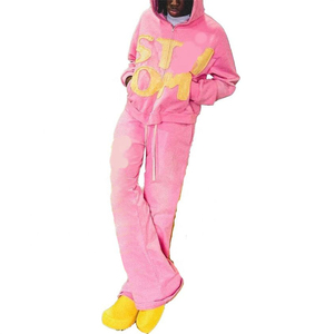 ชุดวอร์มสองชิ้นแบบวินเทจของผู้ชายชุดวอร์มผ้าฟลีซระบายอากาศได้ดีปักโลโก้ไซส์ใหญ่พิเศษสำหรับฤดูหนาว - Product Image 2