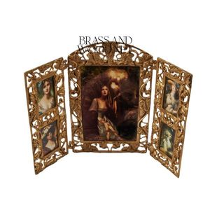 กรอบทองแดงโบราณพับสามชั้นทำด้วยมืองานศิลปะทองเหลืองพร้อมภาพวาดภาพเหมือนดีไซน์วินเทจหรูหรา - Product Image 2