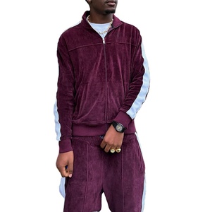 Conjunto Deportivo Personalizado con Logotipo, 100% Poliéster de Alta Calidad, Sudadera con Cierre y Rayas, Pantalones Deportivos Bordados, Chándal de Terciopelo - Product Image 1