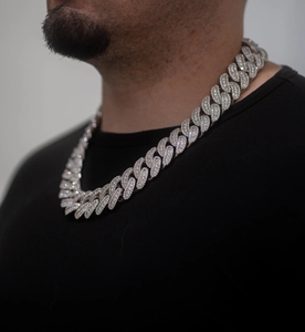 Luxury Silver Cuban Link <b>Iced</b> Out Necklace Diamond Look Hip Hop <b>Chain</b> Premium Shine Street Style Jewelry - Product Image 2
