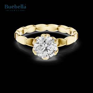 Anillo de compromiso de Plata de Ley 925 original con halo floral y moissanita para boda o fiesta, gran oferta para mujer - Product Image 1