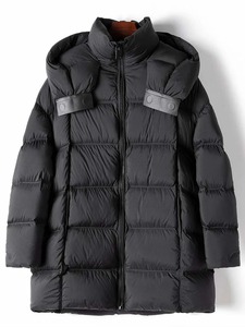 Chaqueta de pato marrón de invierno 2024 para mujer, abrigo negro con capucha y cremallera acolchada, prendas de vestir de moda cálidas de gran tamaño, cuello levantado, nailon estampado - Product Image 3