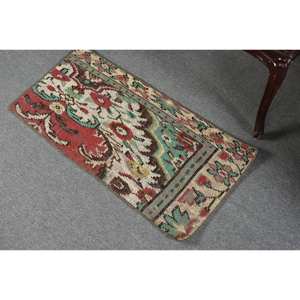 พรมตุรกีโบราณสีแดงคลาสสิกขนาด1.6x3.3ฟุตพรมปูพื้นขนาดใหญ่แบบโบฮีเมียนขนาด10มม. ทำจากยางพาราขนสัตว์เย็บปะติดปะต่อกันเป็นรูปสี่เหลี่ยมผืนผ้าสำหรับโถงทางเดินห้องนอน - Product Image 4