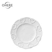 Assiettes de service en vrac Ohere, vaisselle de mariage en porcelaine, vaisselle en céramique rose de haute qualité, assiettes de présentation de 13 pouces