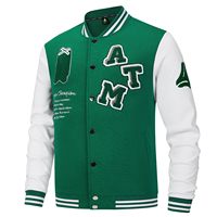 Chaqueta con letras de lana bordada de chenilla pesada de algodón 100% personalizada para hombres, chaqueta universitaria de béisbol Varsity