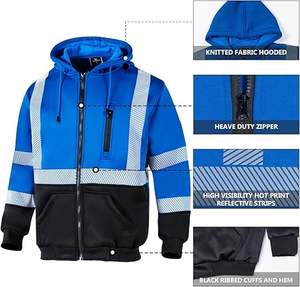 Sudadera con Capucha de Seguridad de Alta Calidad, Reflectante y de Alta Visibilidad para Hombre, con Cremallera - Product Image 3