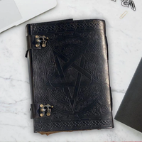 Grand carnet en cuir fait main, 600 pages, style classique, avec pentagramme religieux gothique en relief, idéal comme cadeau