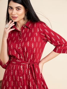 Conjunto a Precio de Mayoreo para Mujer, Kurta Anarkali de Algodón con Bordado en Color y Cuello en V, Dupatta, Perfecto para Ocasiones de Verano - Product Image 5