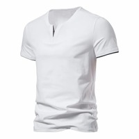 T-shirts d'été pour hommes de haute qualité à manches courtes et col en V, décontractés, en coton, coupe ample, tricotés, anti-boulochage