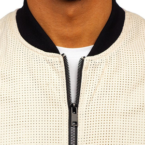 Vêtements décontractés pour hommes au prix d'usine blouson d'aviateur léger personnalisé à fermeture éclair et à col montant design uni - Product Image 5