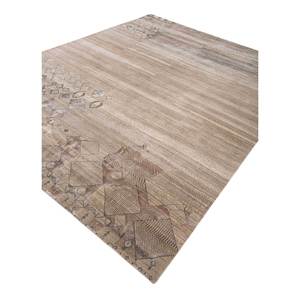 พรมไหมพรมผสมไหมไผ่สีน้ำตาลเบจ แมนชาฮ่า ลายเรขาคณิต รูปทรงสี่เหลี่ยมผืนผ้า สำหรับห้องนั่งเล่น วัยรุ่น และทางเดิน รุ่น Les-1859 - Product Image 2