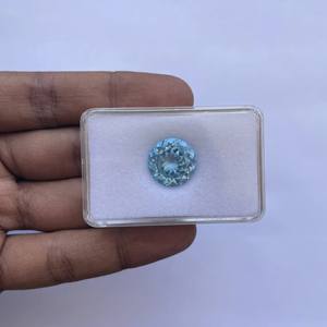 Piedra de Topacio azul natural de 8mm, piedra preciosa calibrada suelta de corte redondo facetado, compre a precio mayorista ahora del fabricante y proveedor - Product Image 2