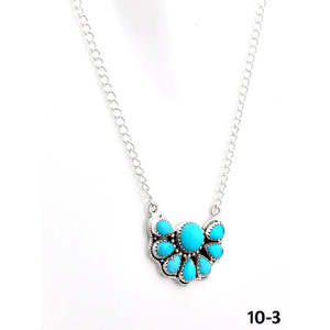 Collier en turquoise de Kingman du sud-ouest et argent sterling, fait main, motif en forme de fleur - Product Image 3