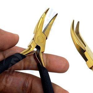 Professional GEMSTONE ENTERPRISES Stainless Steel Hair Extension Plier Durable Reusable Gold Black Grip Curve Tip Teeth Micro - Product Image 2