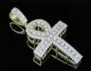 Colgante de Cruz Cristiana con Incrustaciones de Moissanita y Halo, Joyería Hip Hop de Lujo en Plata de Ley Chapada en Oro, VVS1 - Product Image 1