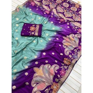 ชุดส่าหรีจากผ้าไหมโดลาผ้านุ่มไหลลื่นสี2D ชุดประจำชาติขายส่ง - Product Image 1