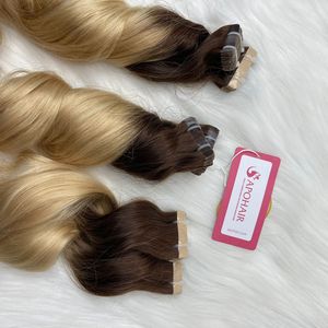Extensiones de cabello Remy de 8-30 pulgadas, superventas, dos tonos ondulados naturales para cabello humano con cinta doblemente dibujada Ombre - Product Image 3