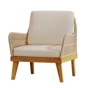 Combinaison de bois de teck de bonne qualité et de corde en rotin avec siège en mousse premium, chaises confortables pour l'extérieur et le salon - Product Image 4