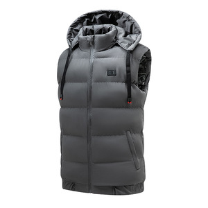 Custom <b>Lightweight</b> Waistcoat Warm Bubble Packable Sleeveless Jacket Adults <b>Men</b> Puffer Quilted Hooded - Product Image 6