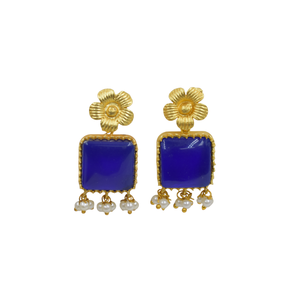 Pendientes de piedra de latón chapados en oro de 18 quilates, última tendencia, Pendientes chapados en oro, joyería de moda para mujer, pendientes para mujer - Product Image 1